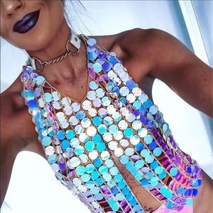Iridescent Sequin Chain Top